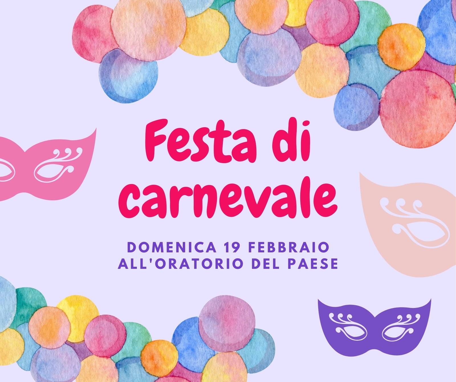 Festa Carnevale Post Facebook Colorato Semplice Lilla