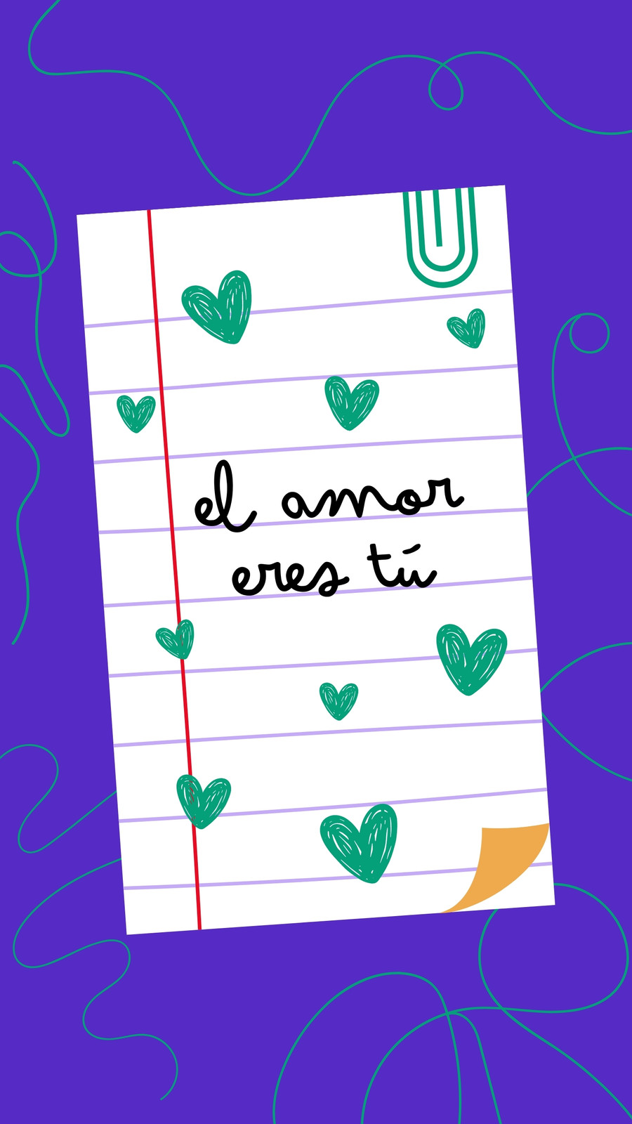 Historia de Instagram Nota de San Valentín Orgánico Ilustrado Morado