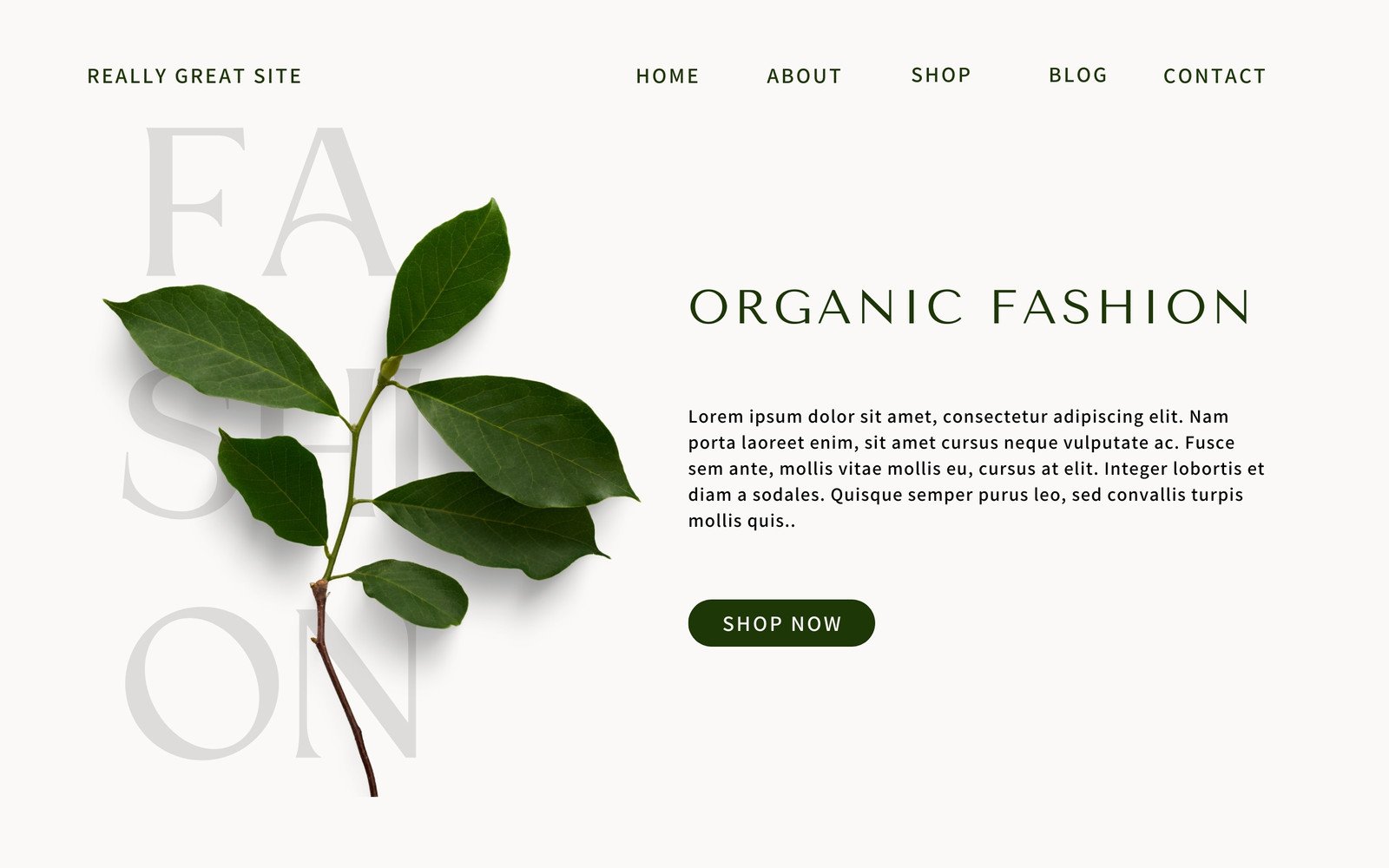 Beige Minimalist Sustainable Organic Fashion Landing Page Desktop Prototype