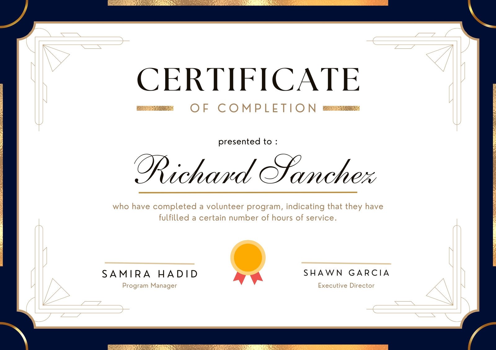 Black Professional Certificate of Completion