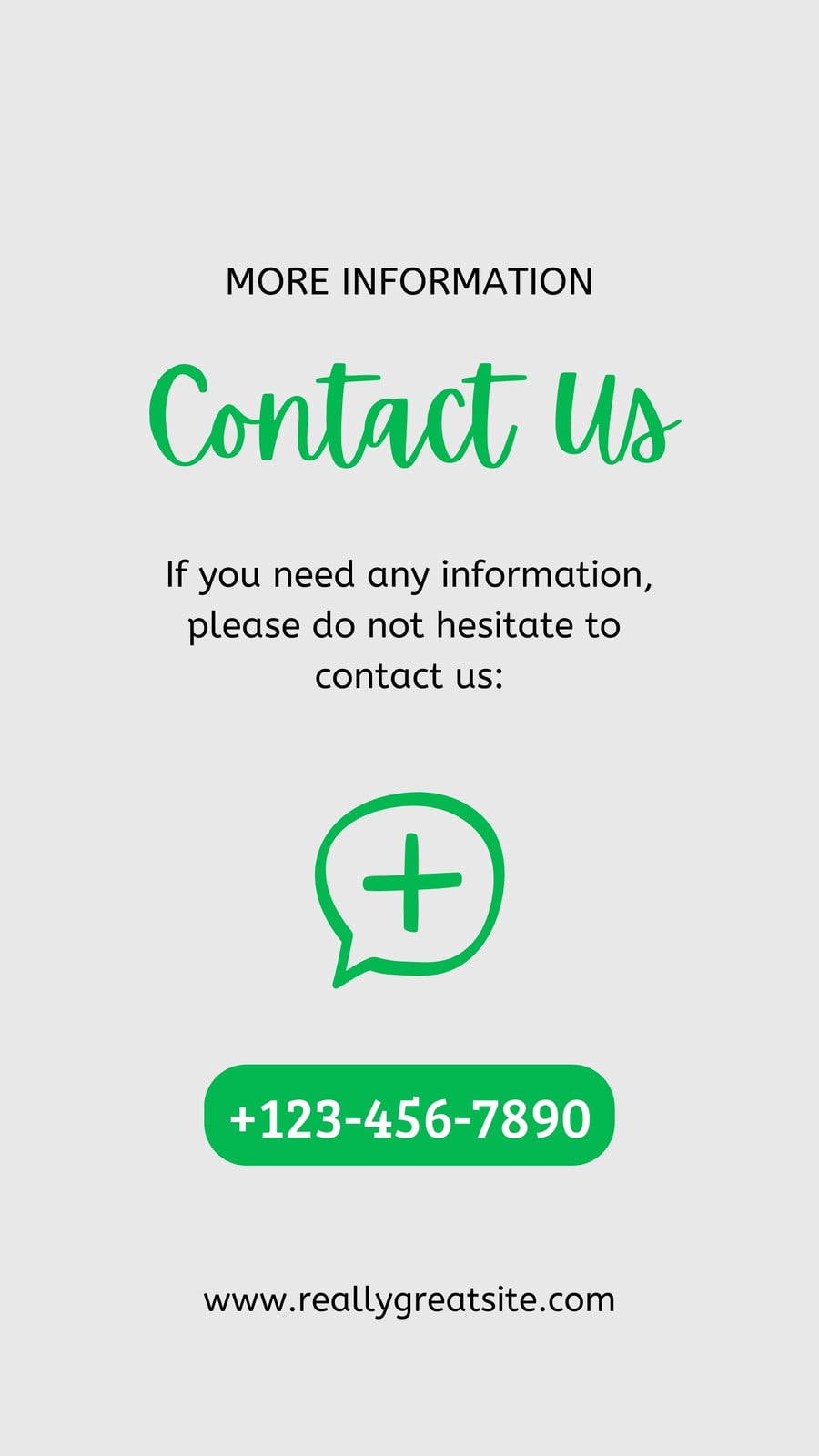 Green Gray Handwriting Contact Us Add Phone Chat Instagram Story