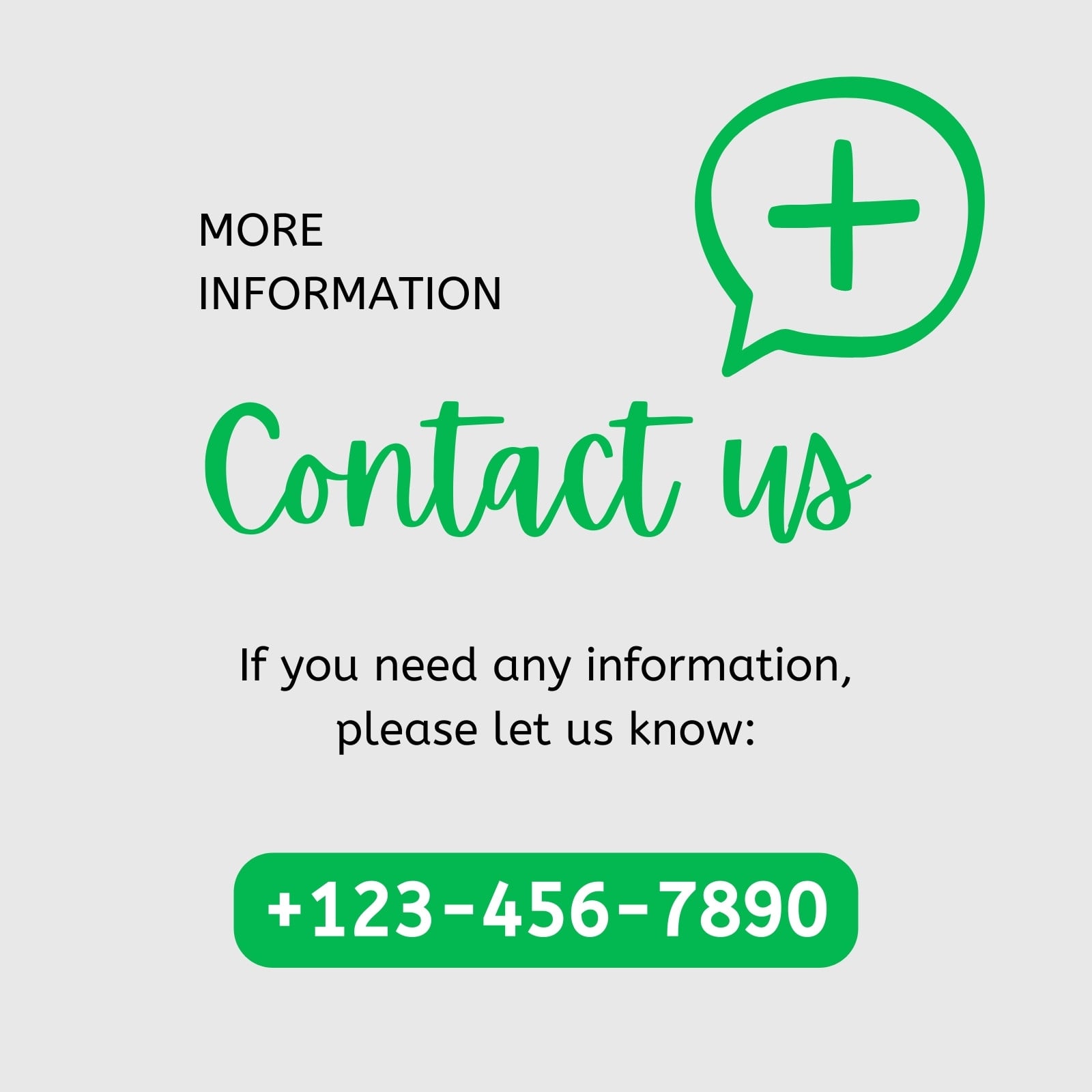 Green Gray Handwriting Contact Us Add Phone Chat Instagram Post