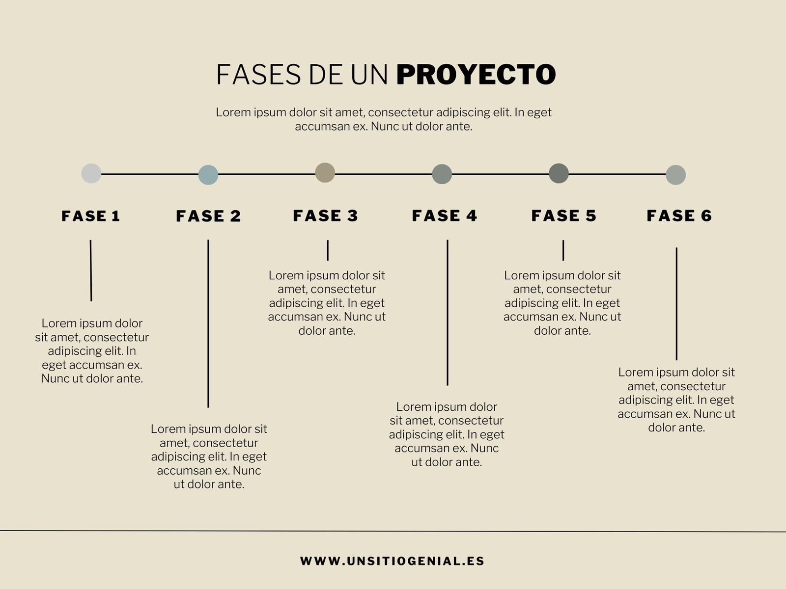Gráfico Línea del tiempo fases de un Proyecto profesional