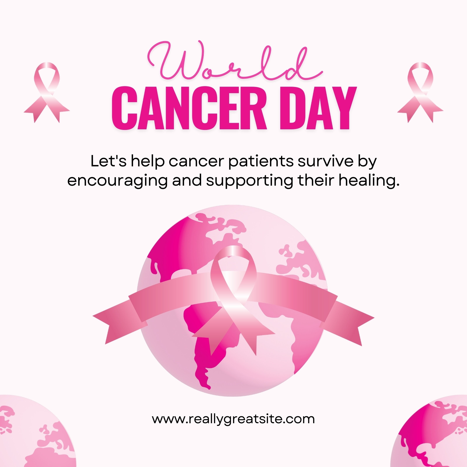 Pink Modern World Cancer Day Instagram Post