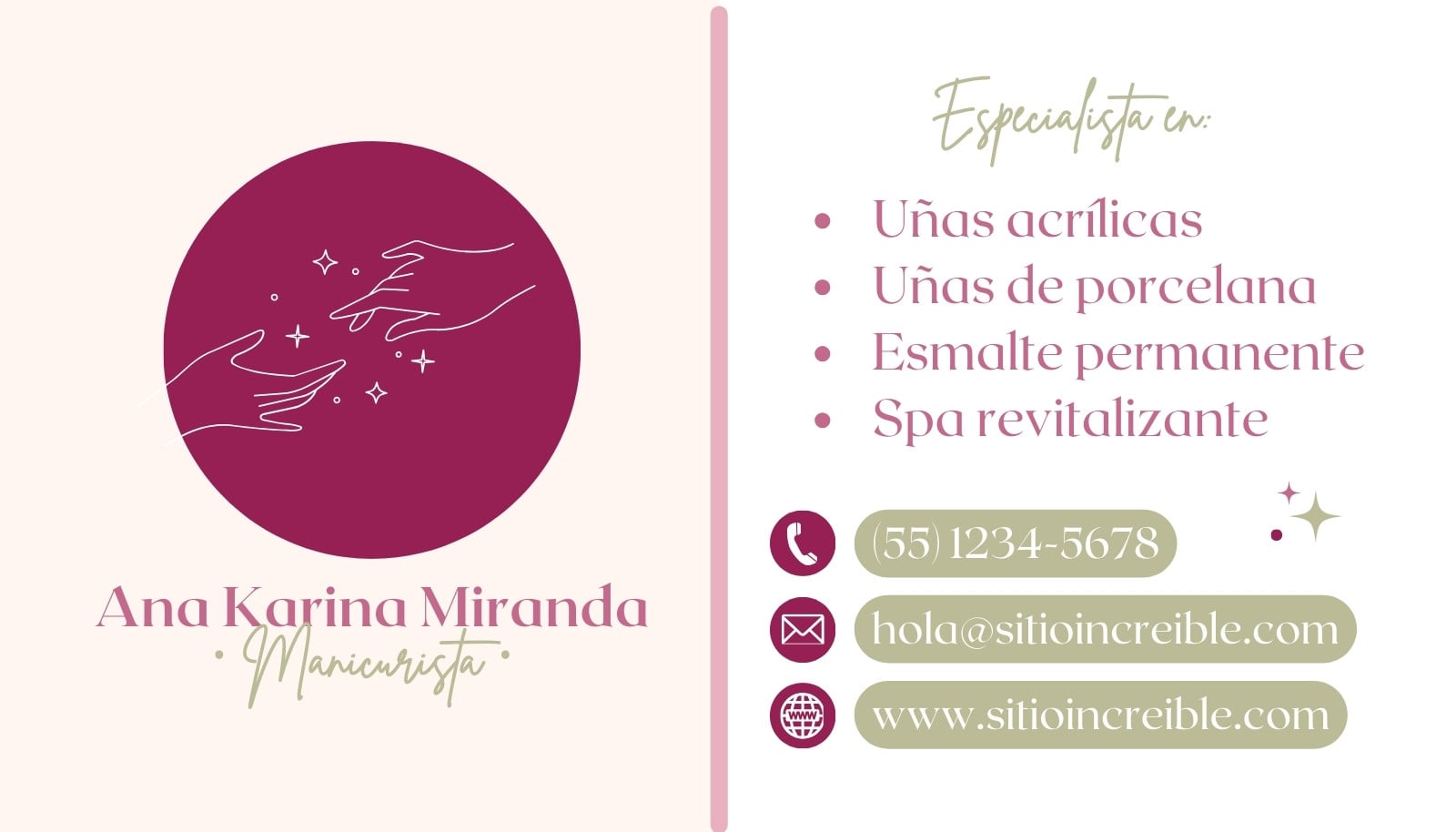 Tarjeta de presentación - Manicurista - Femenino y rosa Tarjeta de presentación - Manicurista - Femenino y rosa