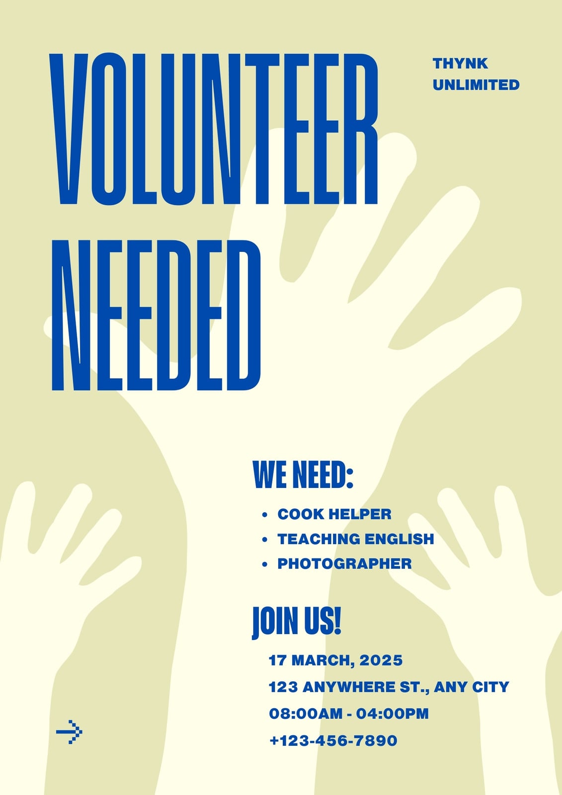 Blue Green Simple Volunteer Needed Flyer