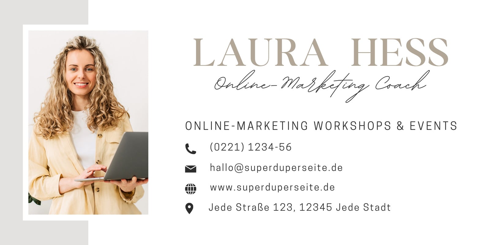 Beige Weiß Elegant Stilvoll Business Marketing Kontakt Foto Email Signatur Beige Weiß Elegant Stilvoll Business Marketing Kontakt Foto Email Signatur
