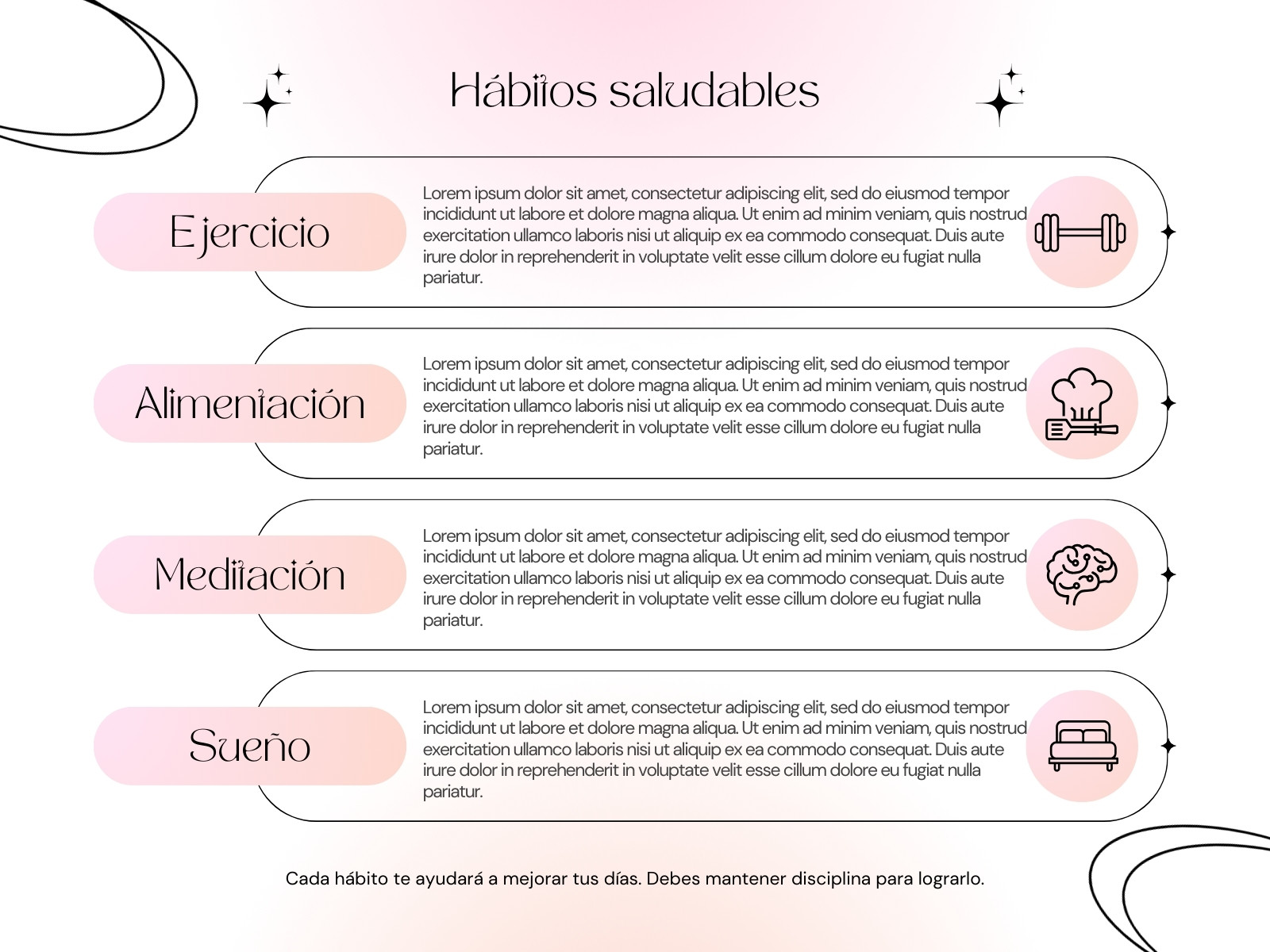 Gráfico Hábitos saludables Aesthetic Minimalista Blanco Rosa