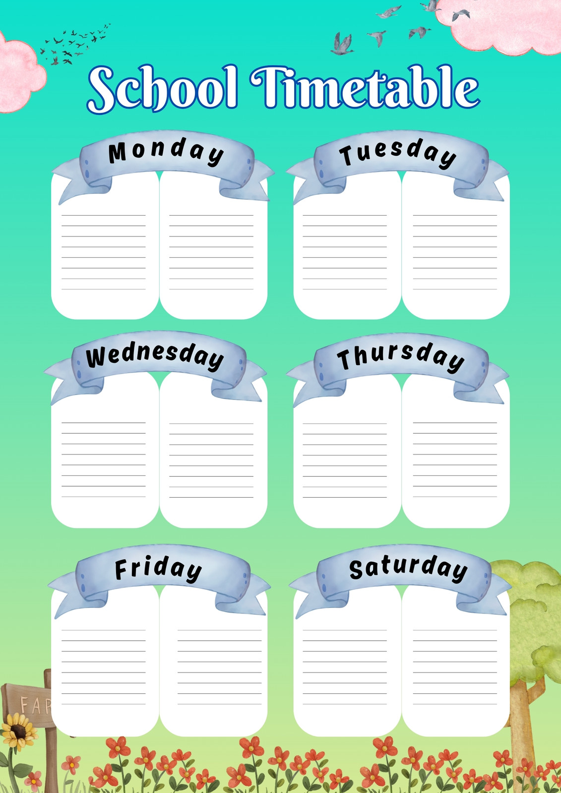 Visual Timetable Logs Page 10 - Free and customizable timetable templates | Canva