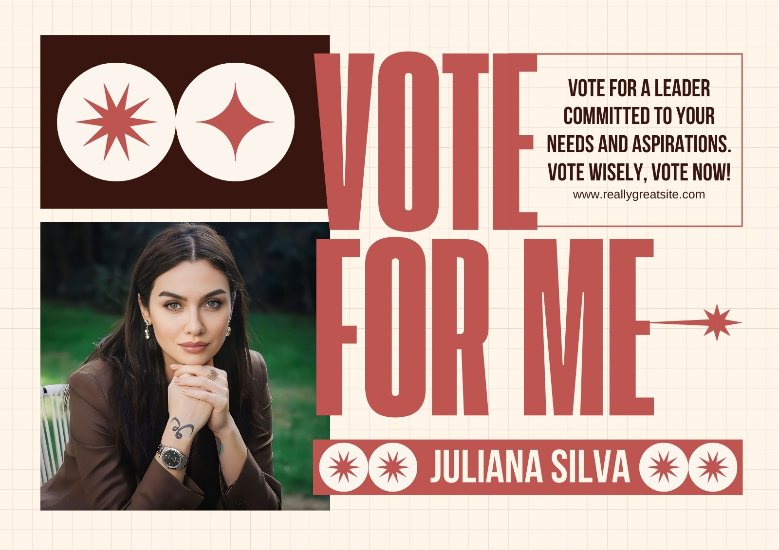 Cream and Brown Modern Election Campaign Poster