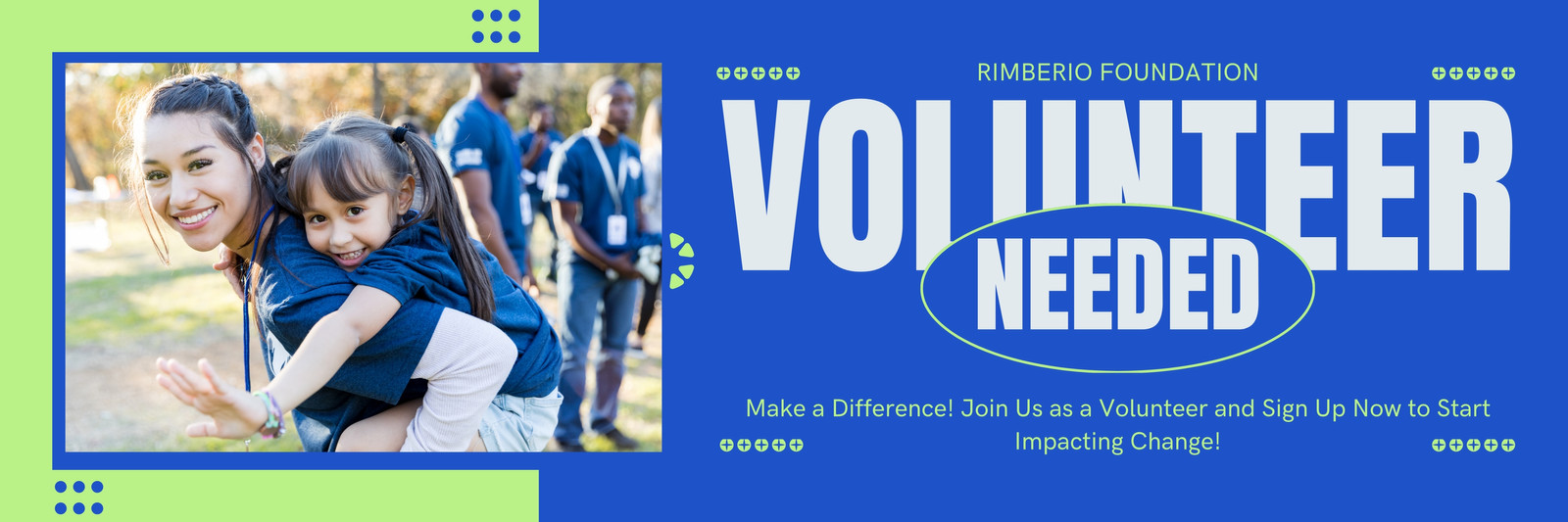Blue and Green Modern Volunteer Needed Email Header