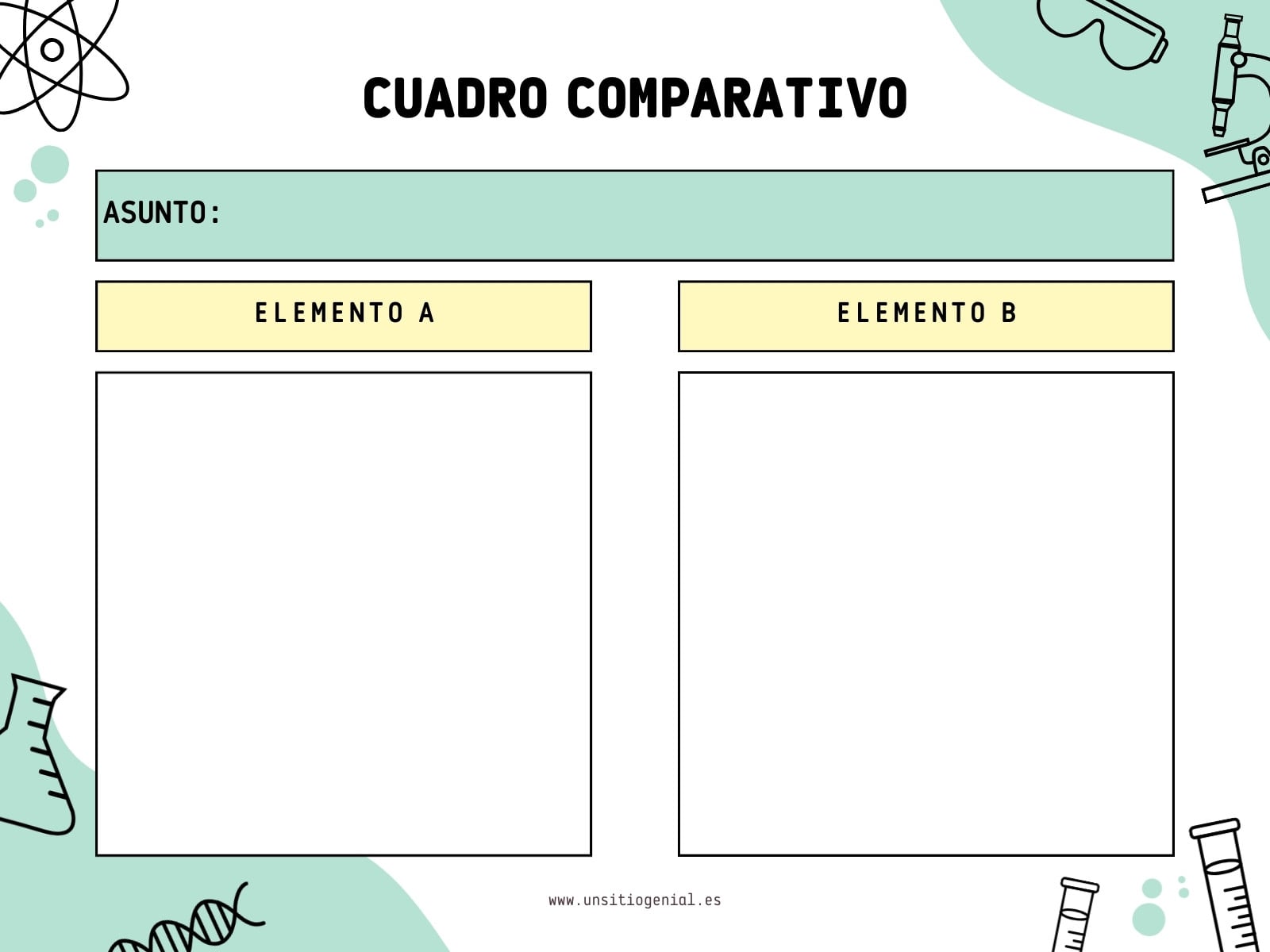 Gráfico Tabla Comparativa Ciencia Ilustrado Verde Turquesa