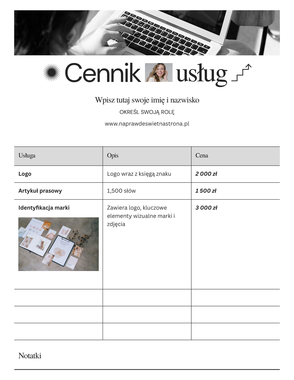 Biały Czarny Edytorski Cennik Doc