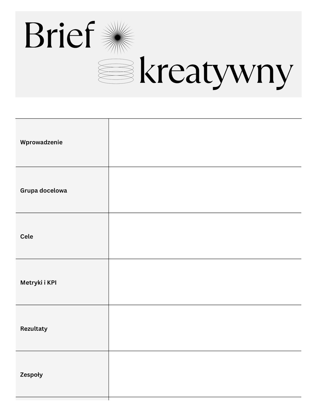 Czarny Biały Szary Edytorski Brief Kreatywny Canva Doc