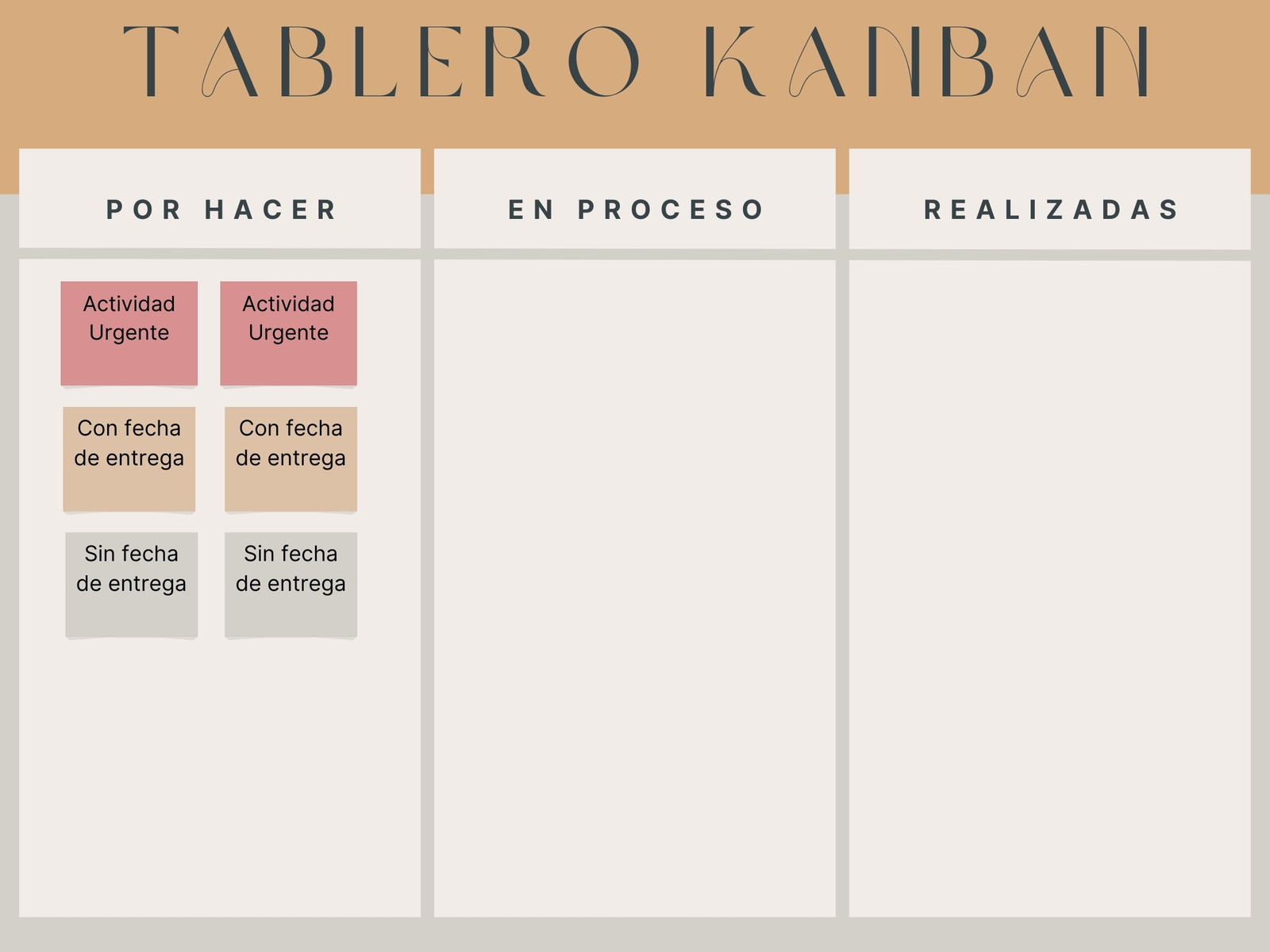 Gráfico Tablero kanban Proyecto Agile Minimalista  beige