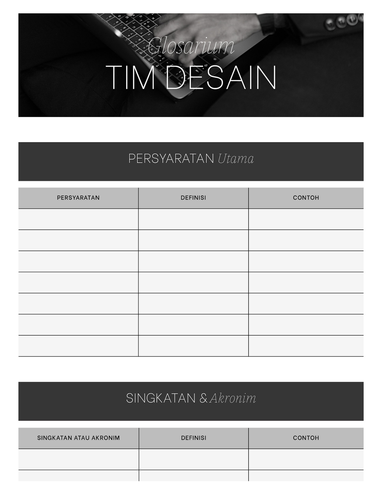 Doc Glosarium Tim Desain Gaya Editorial Warna Hitam dan Putih Abu-abu