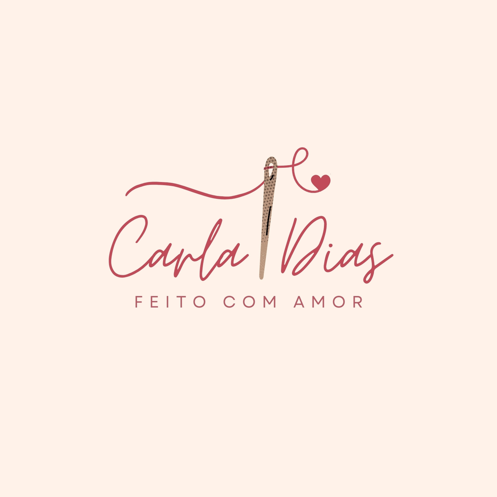Logo artesanato feito com amor delicado bege e rosa