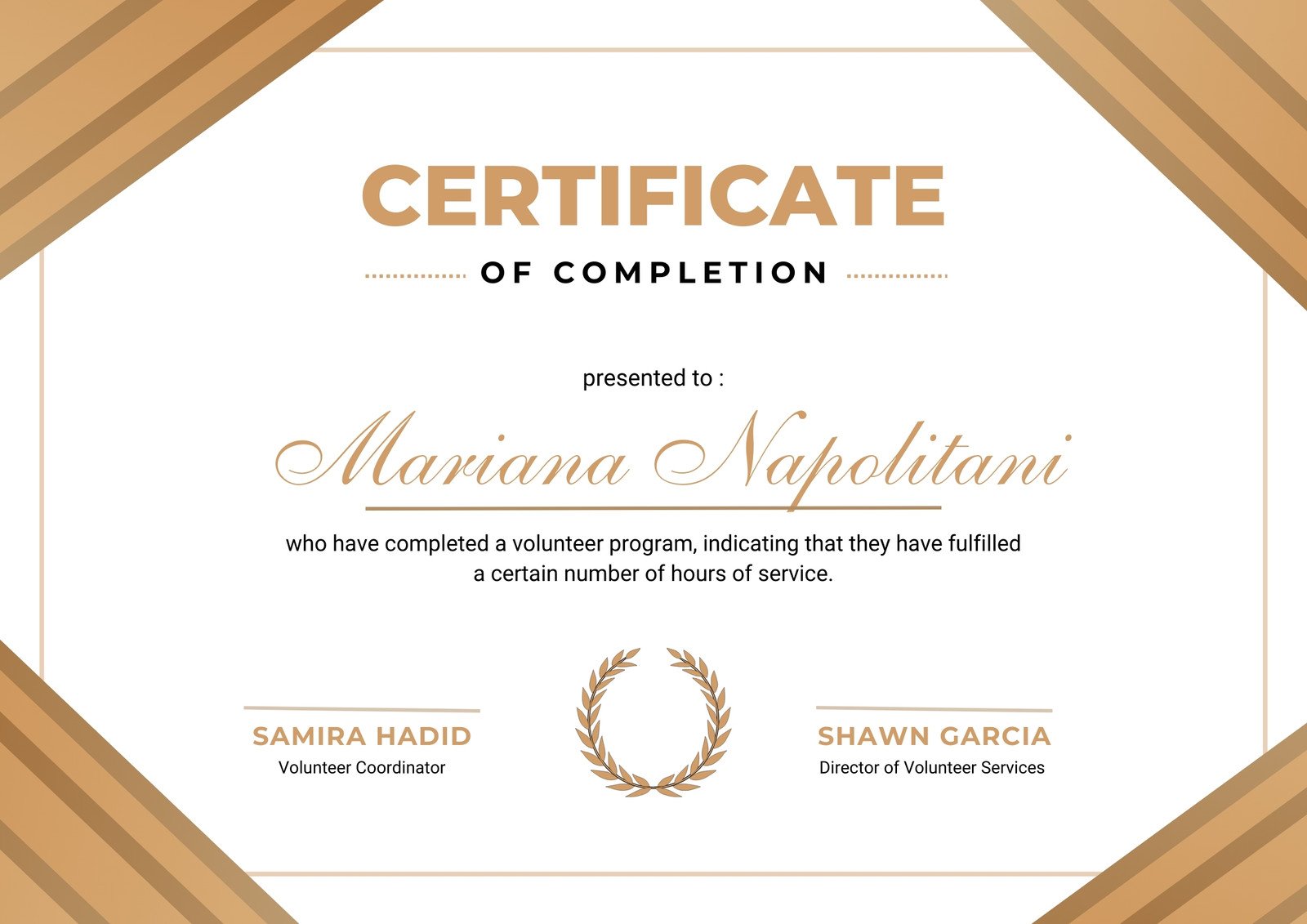 Brown Professional Certificate of Completion