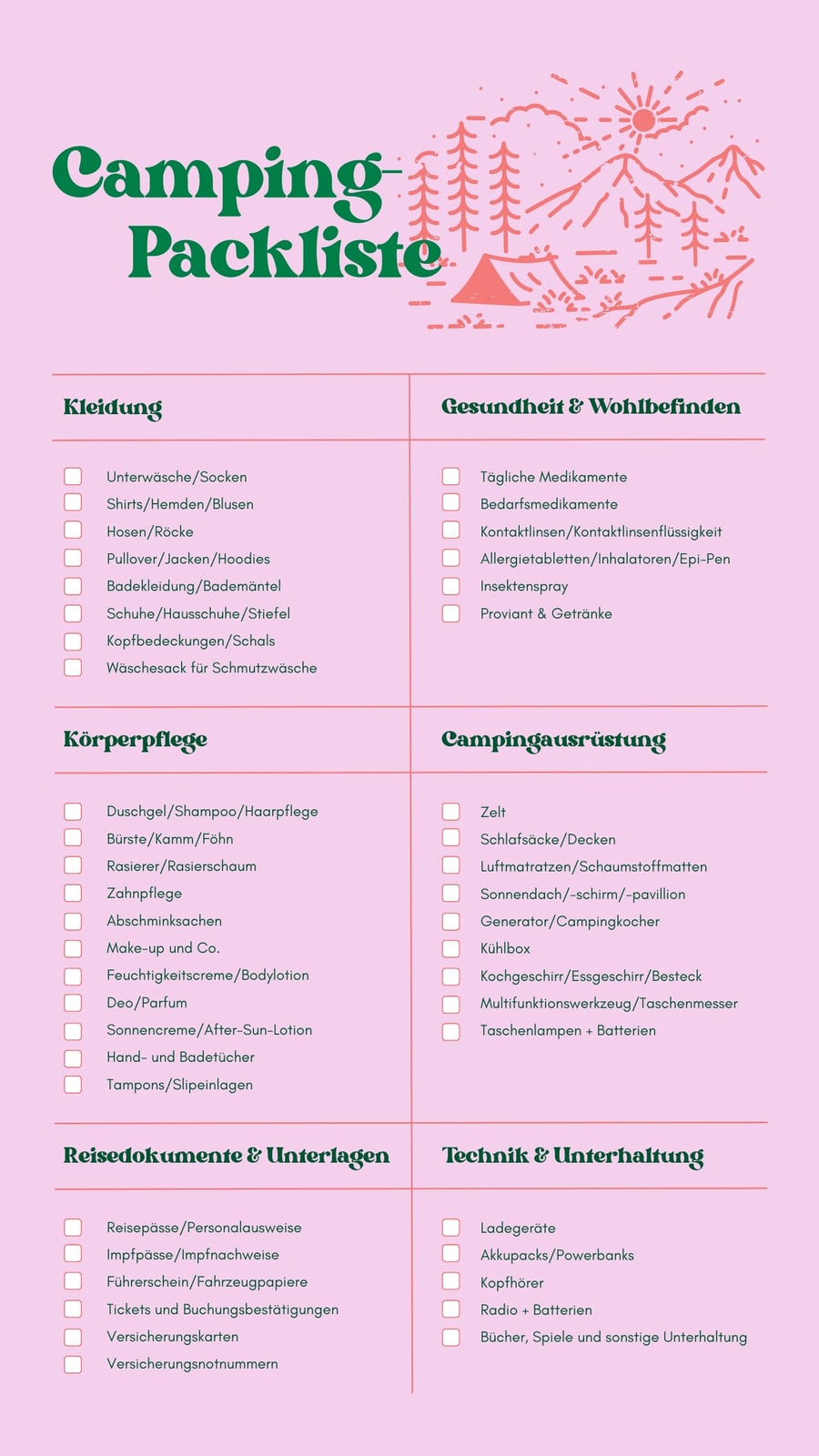 Kostenlos anpassbare Vorlagen fr Packlisten | Canva