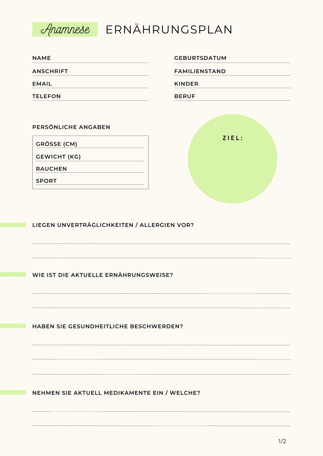 Beige Grün Minimalistisch Ernährung Plan Liste Protokoll Dokument A4 Beige Grün Minimalistisch Ernährung Plan Liste Protokoll Dokument A4