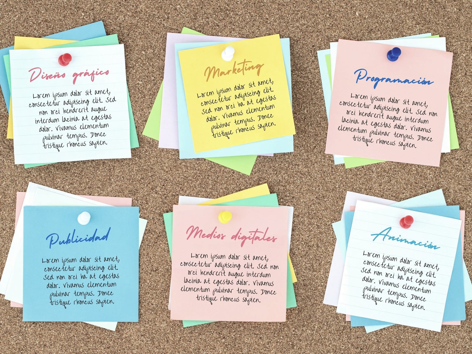 Gráfico Lluvia de Ideas Principales Pizarra Corcho con Notas Doodle Personalizable Original Pastel