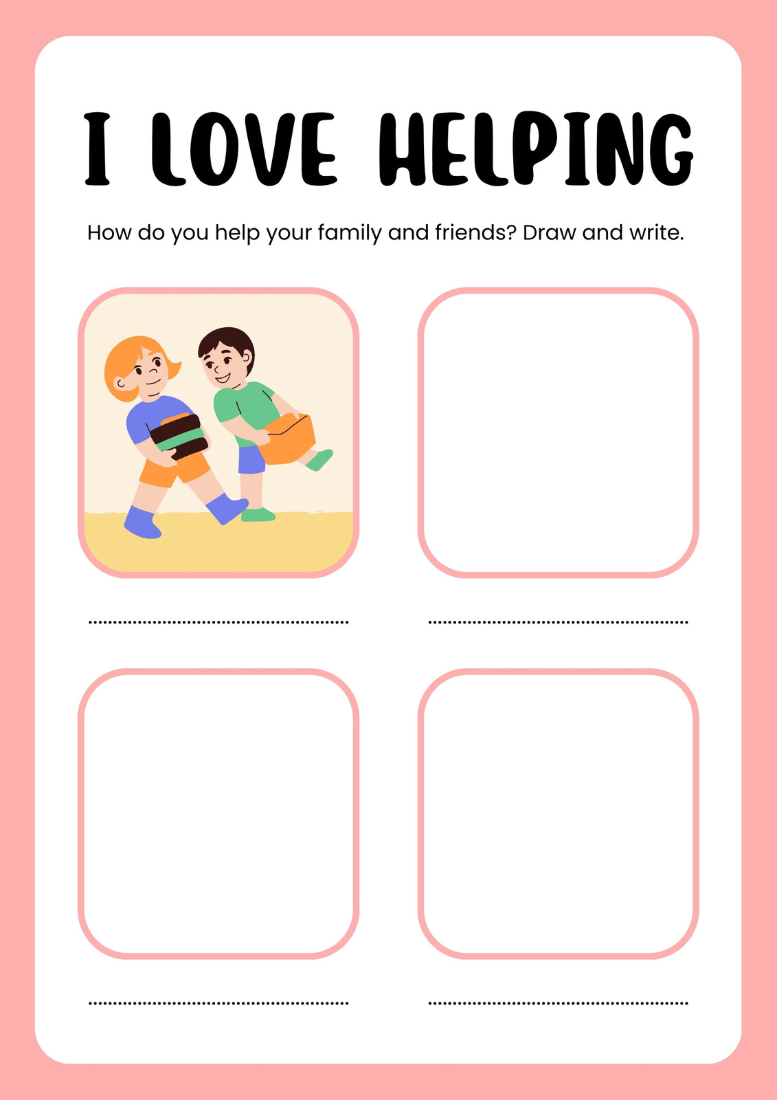 I Love Helping Worksheet