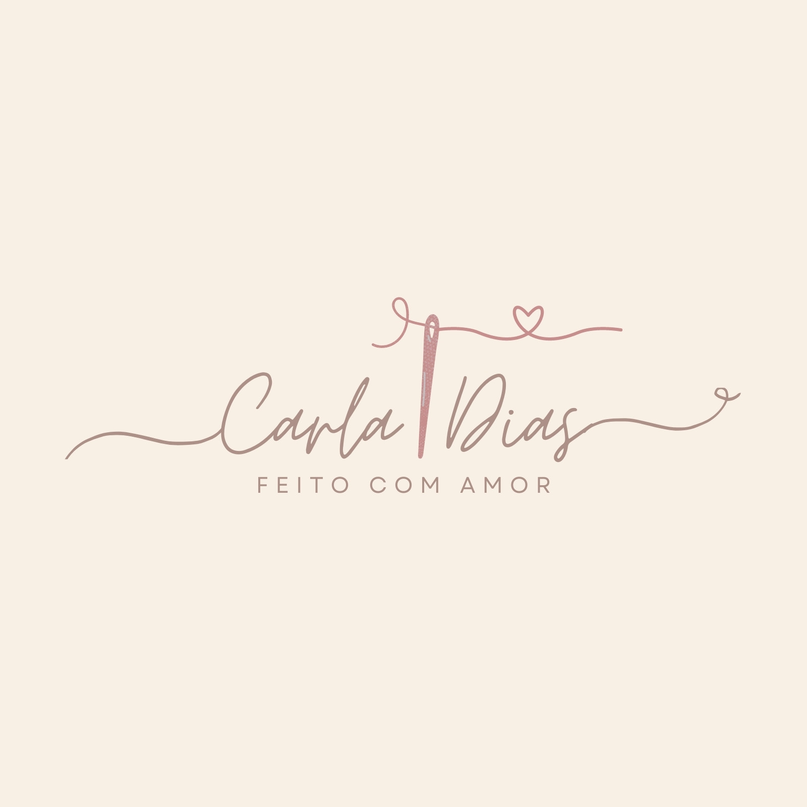 Logo artesanato feito com amor delicado bege e rosa