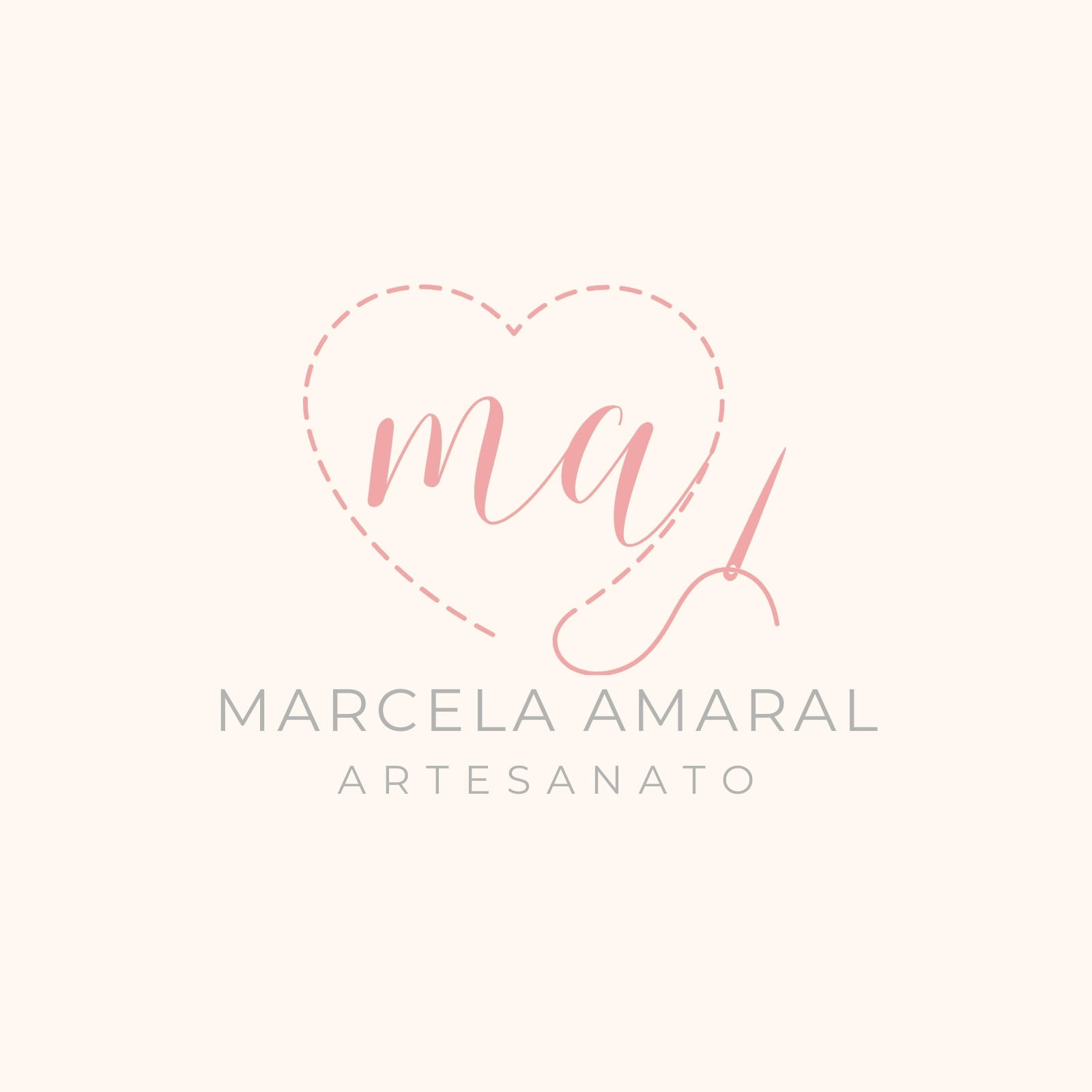 Logo artesanato feito com amor delicado rosa