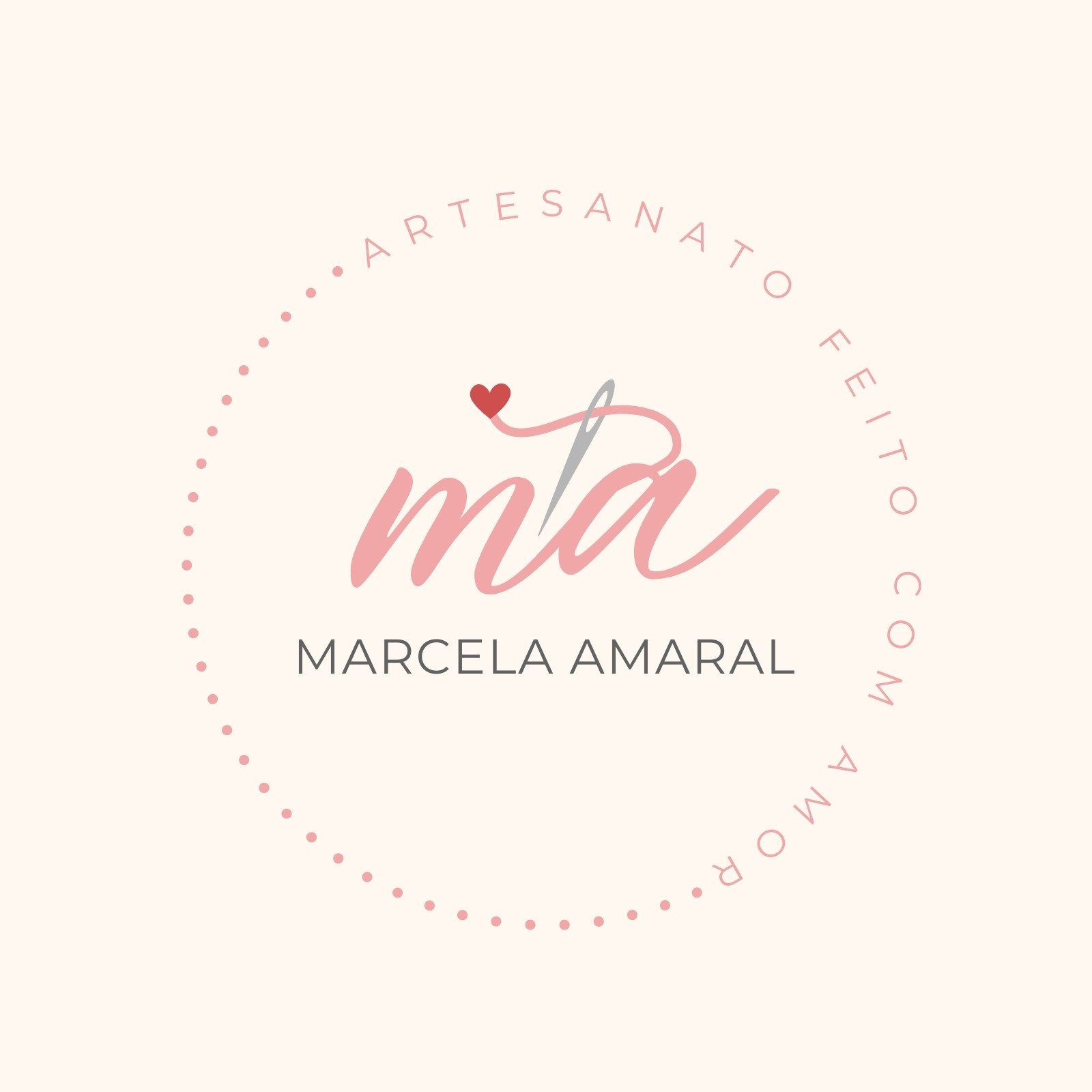 Logo artesanato feito com amor delicado rosa