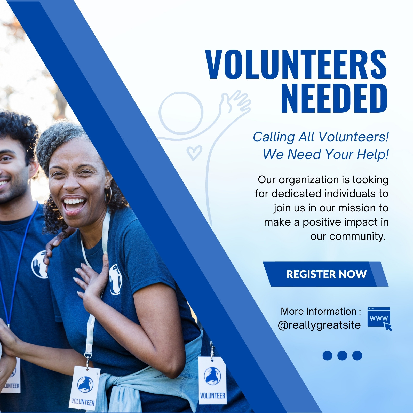 Blue Modern Volunteers Needed Instagram Post