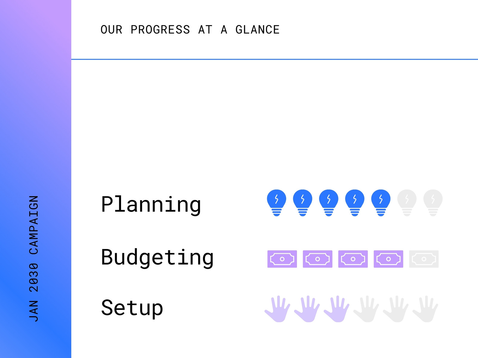 General Project Overview Pictogram Graph in Tech Gradient Style