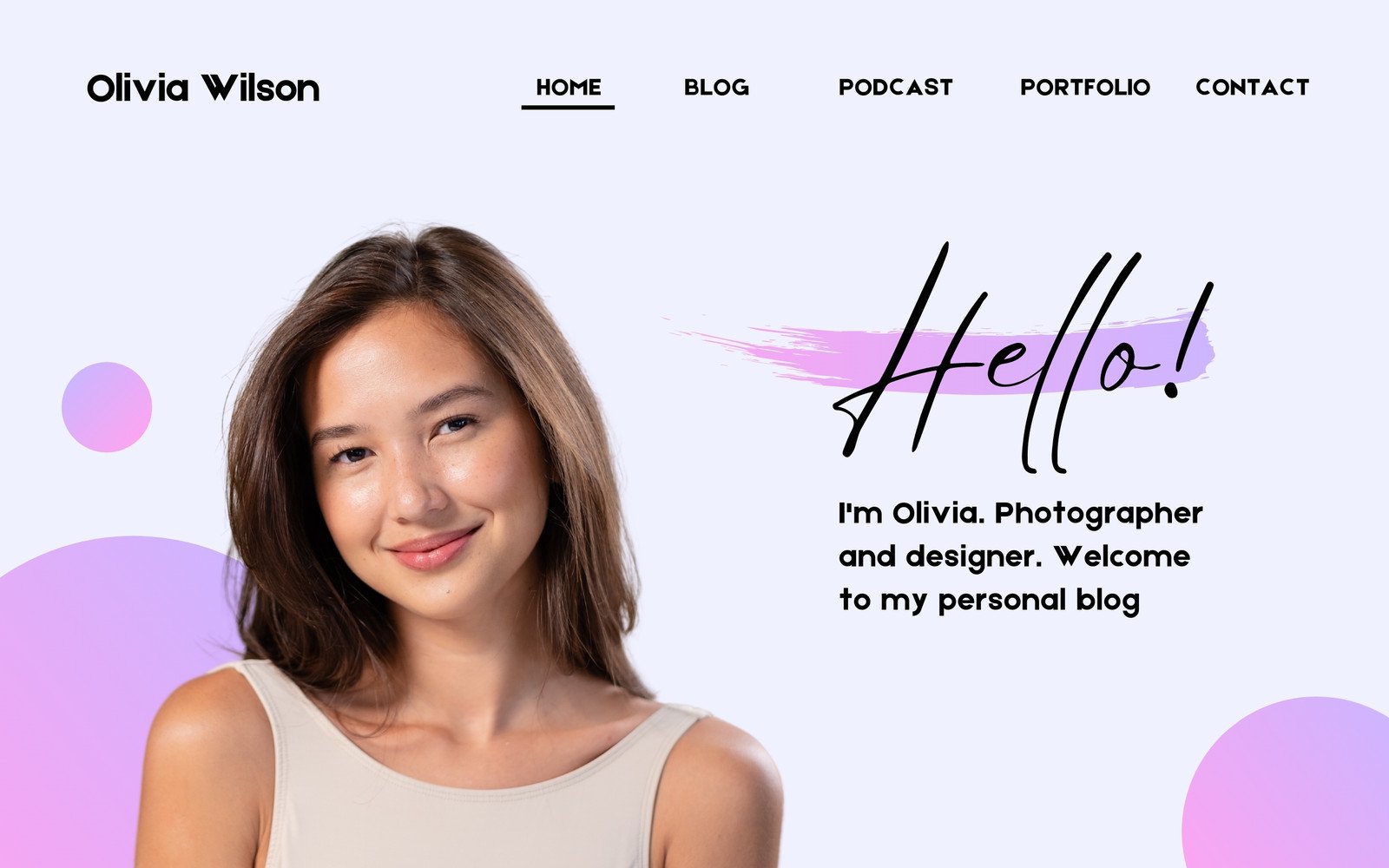 Purple Modern Personal Portfolio Blog Desktop Prototype