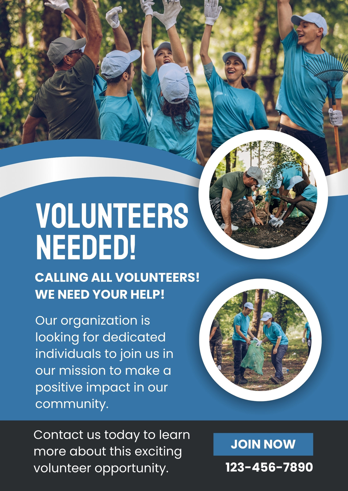 Blue and White Modern Volunteers Needed Announcement