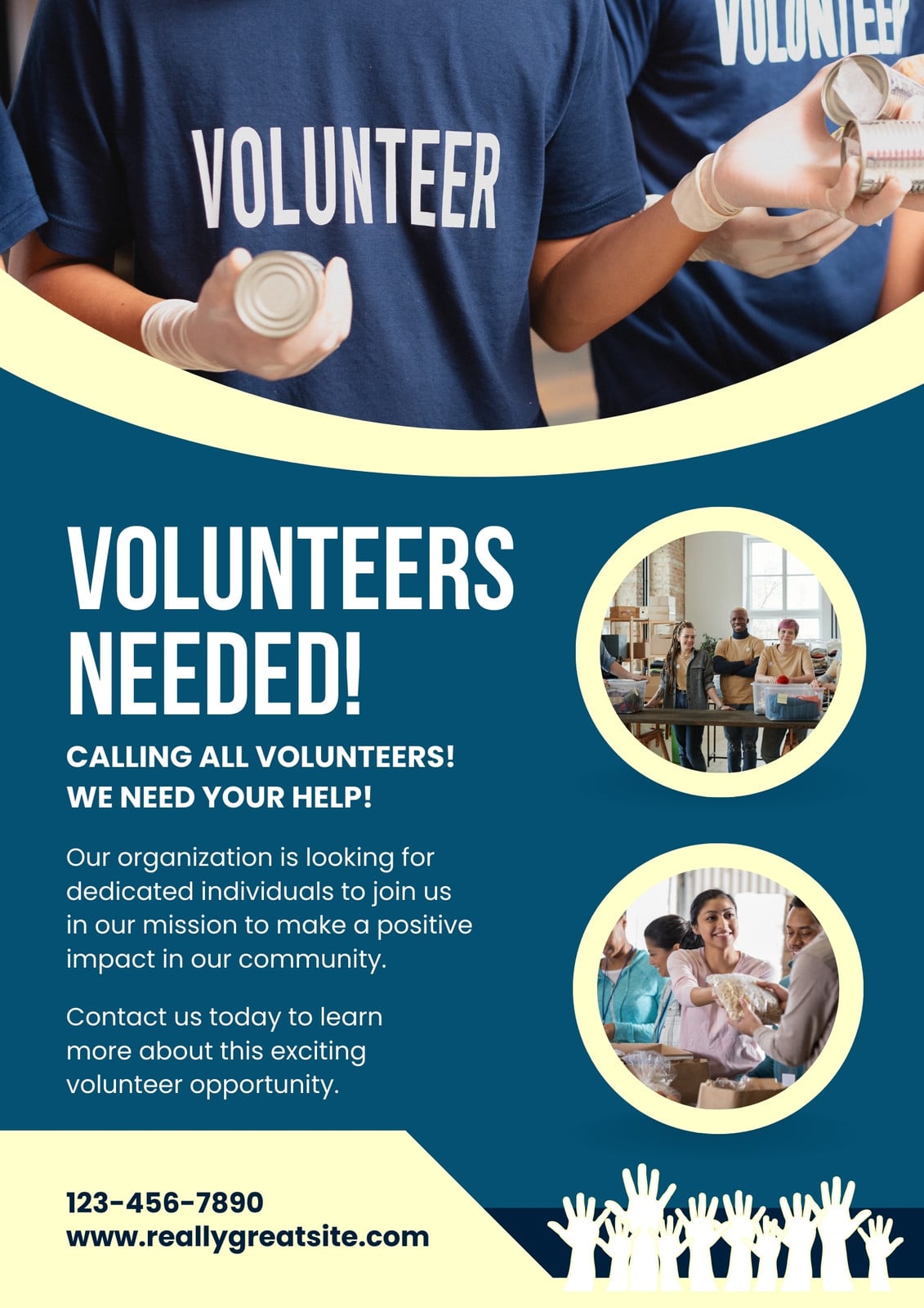 Blue and Cream Modern Volunteers Needed Flyer