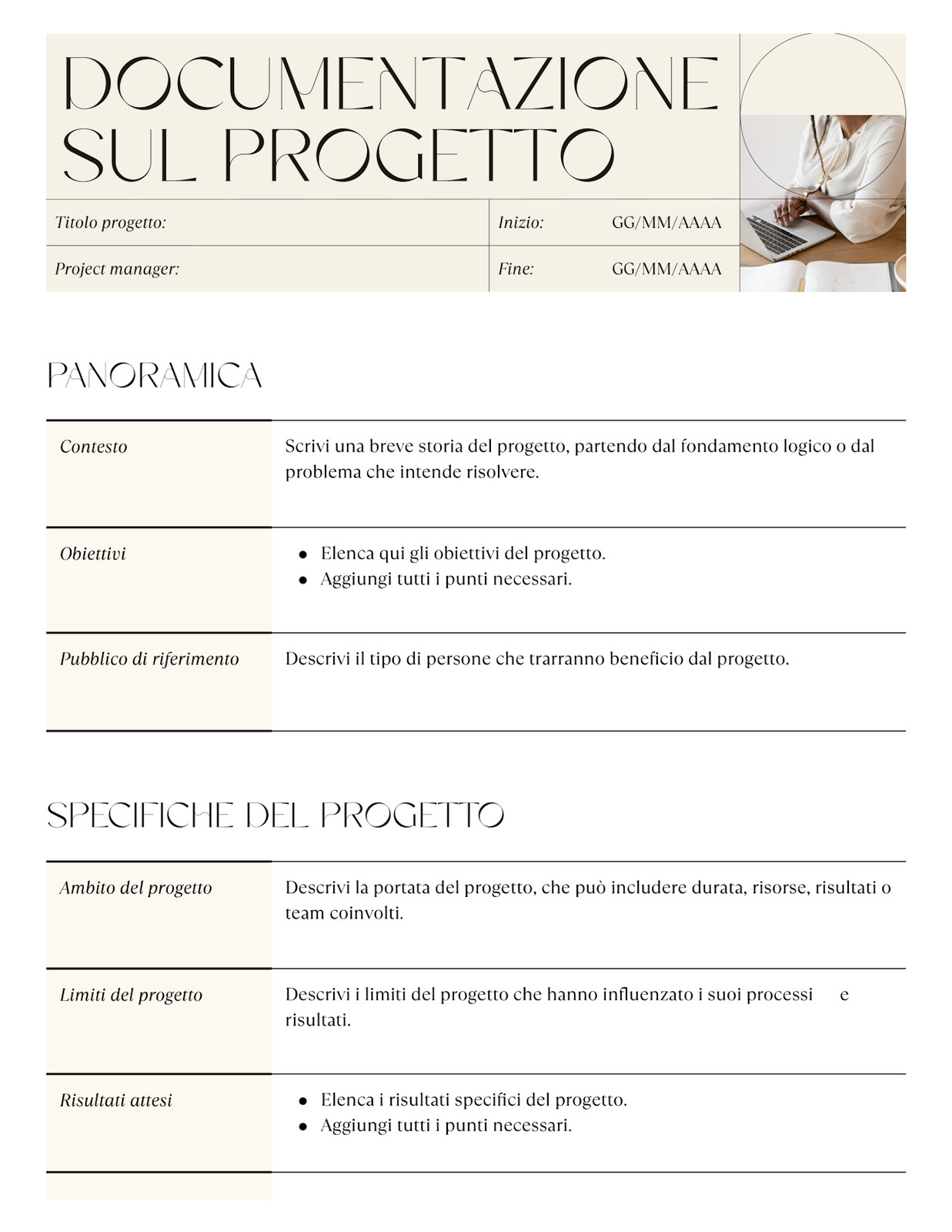 Doc Professionale Documentazione sul Progetto in Stile Classico Caldo Avorio Marrone Scuro