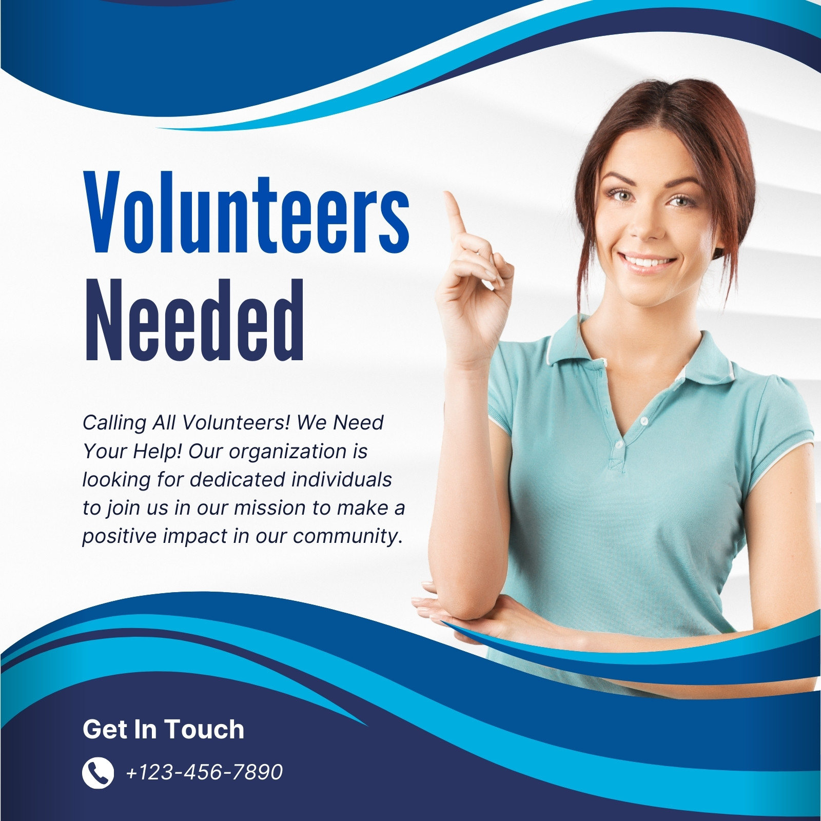 Blue and White Modern Volunteers Needed Facebook Post