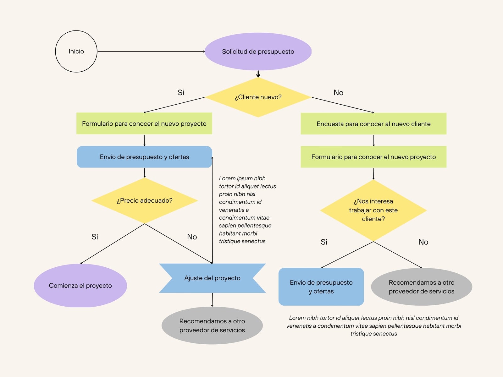 Gráfico Diagrama de Flujo de Procesos Profesional Simple Multicolor