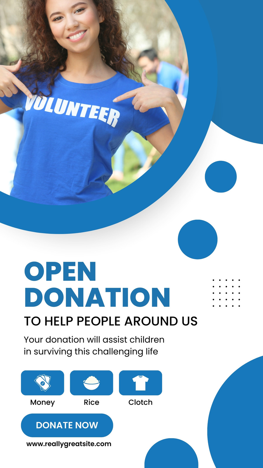 Blue And White Modern Open Donation Instagram Story
