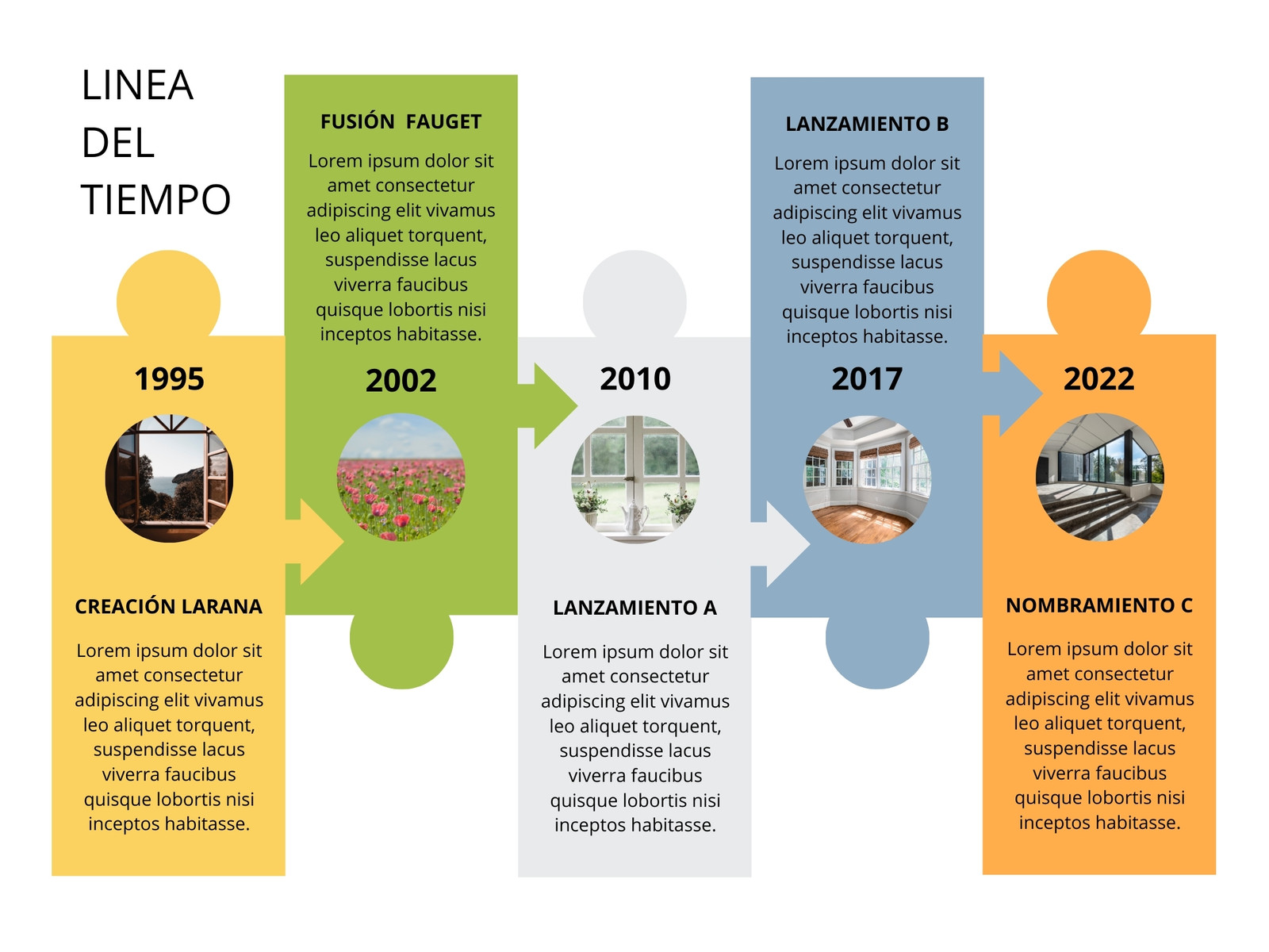 Grafico Linea del Tiempo Cronologia Historia Empresa Profesional Sencilla Multicolor