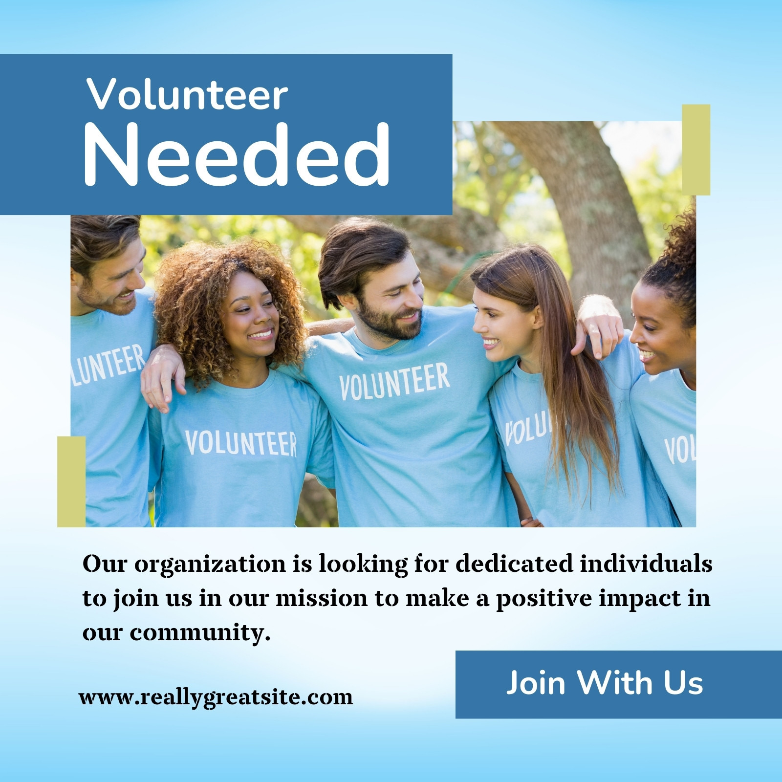 Blue Modern Volunteer Needed Facebook Post