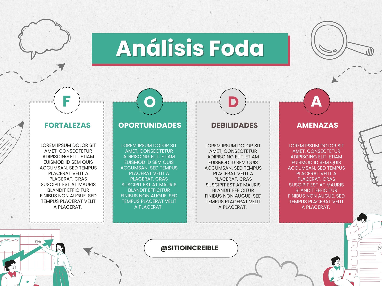 Gráfico Análisis Foda Ilustrado Verde y Rosa
