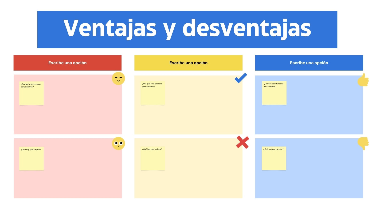 Ventajas y Desventajas Pizarrón Color Azul Rojo Moderno Estilo Profesional