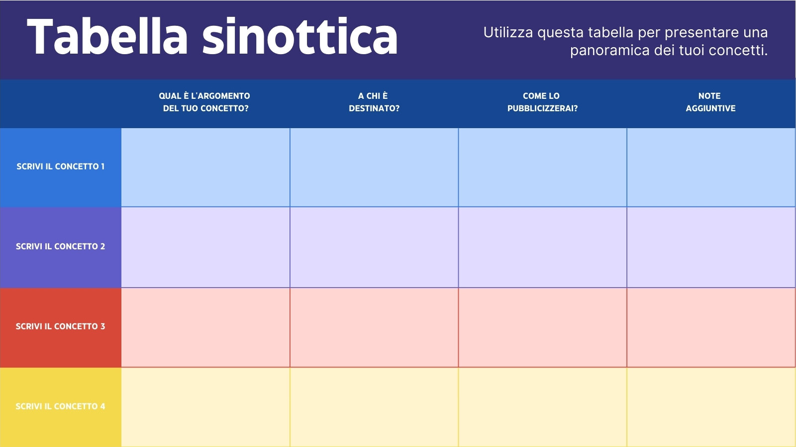 Lavagna di pianificazione tabella sinottiva stile professionale moderno blu e rosso