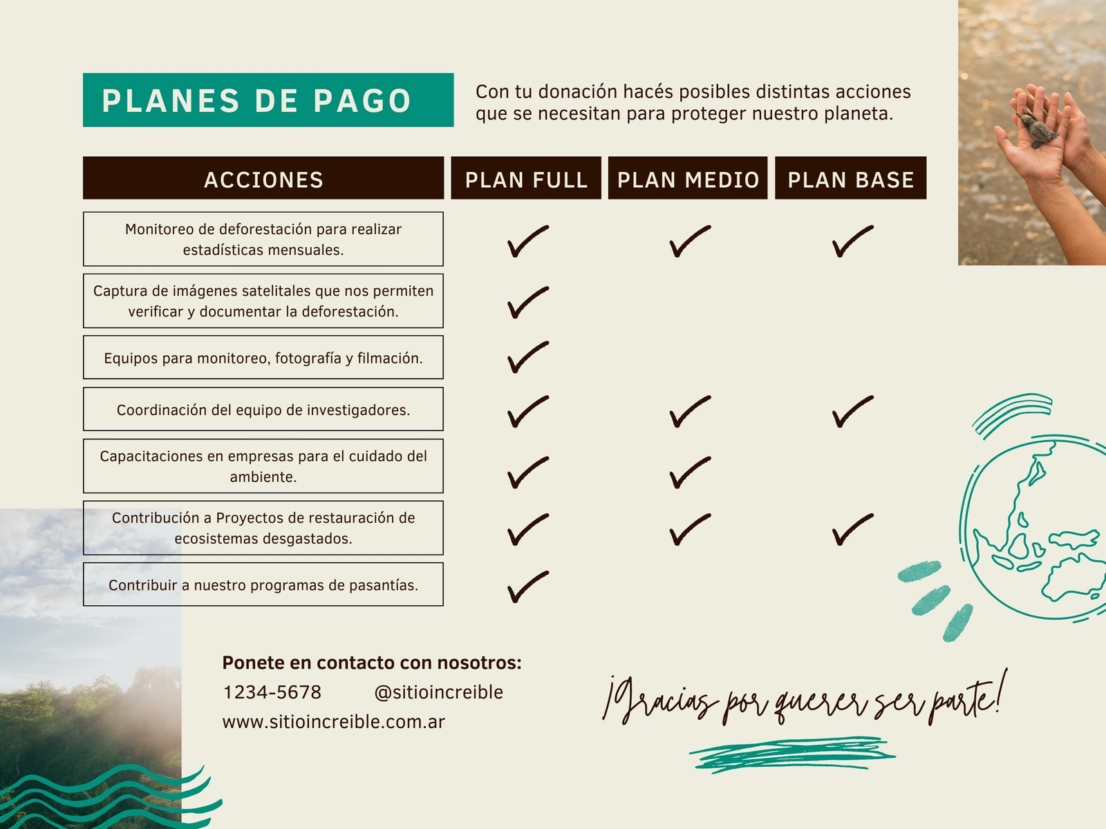 Gráfica Planes de pago simple verde y beige