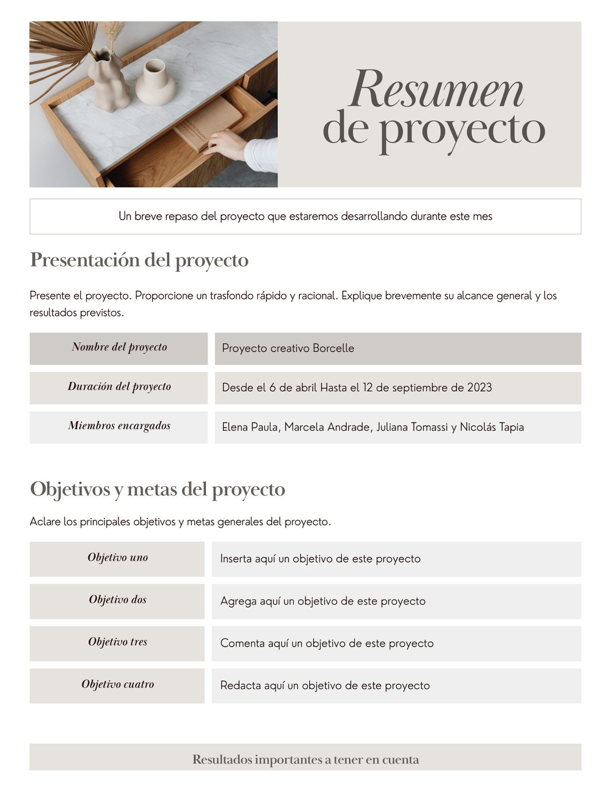 Doc Resumen De Proyecto Minimalista Beige
