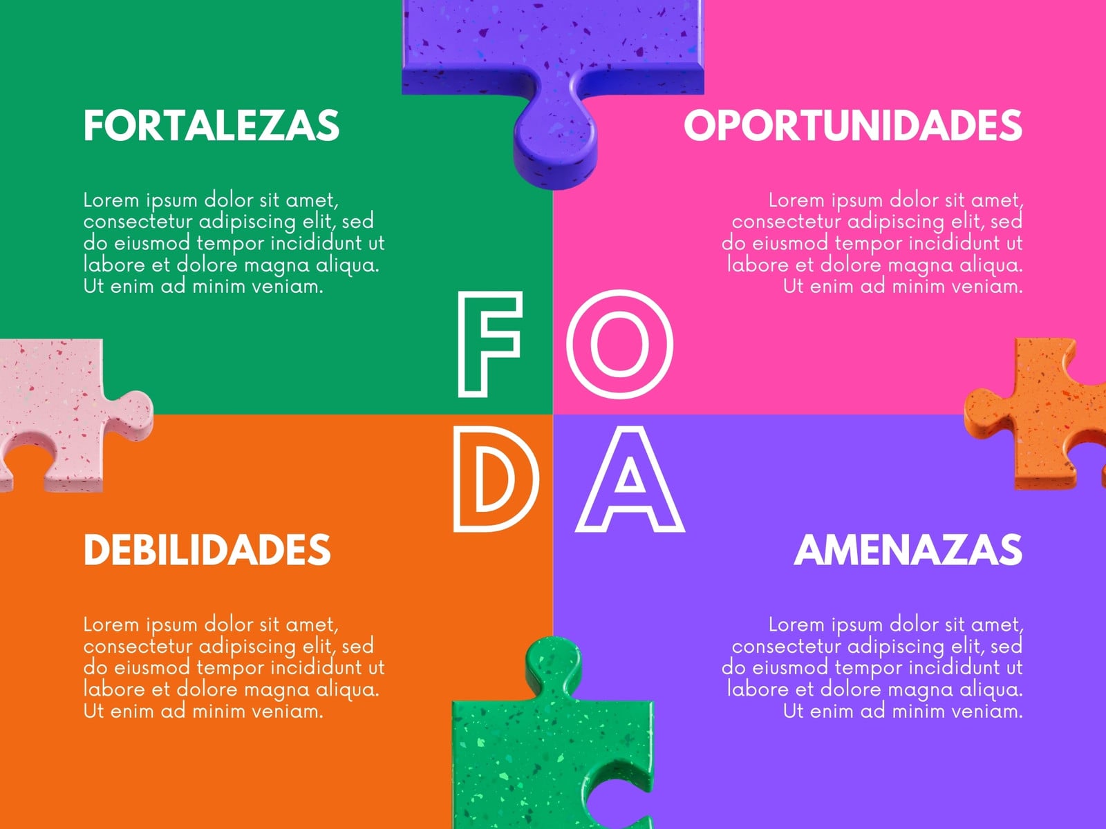 Análisis FODA - Llamativo, 3D y colorido - Matriz FODA