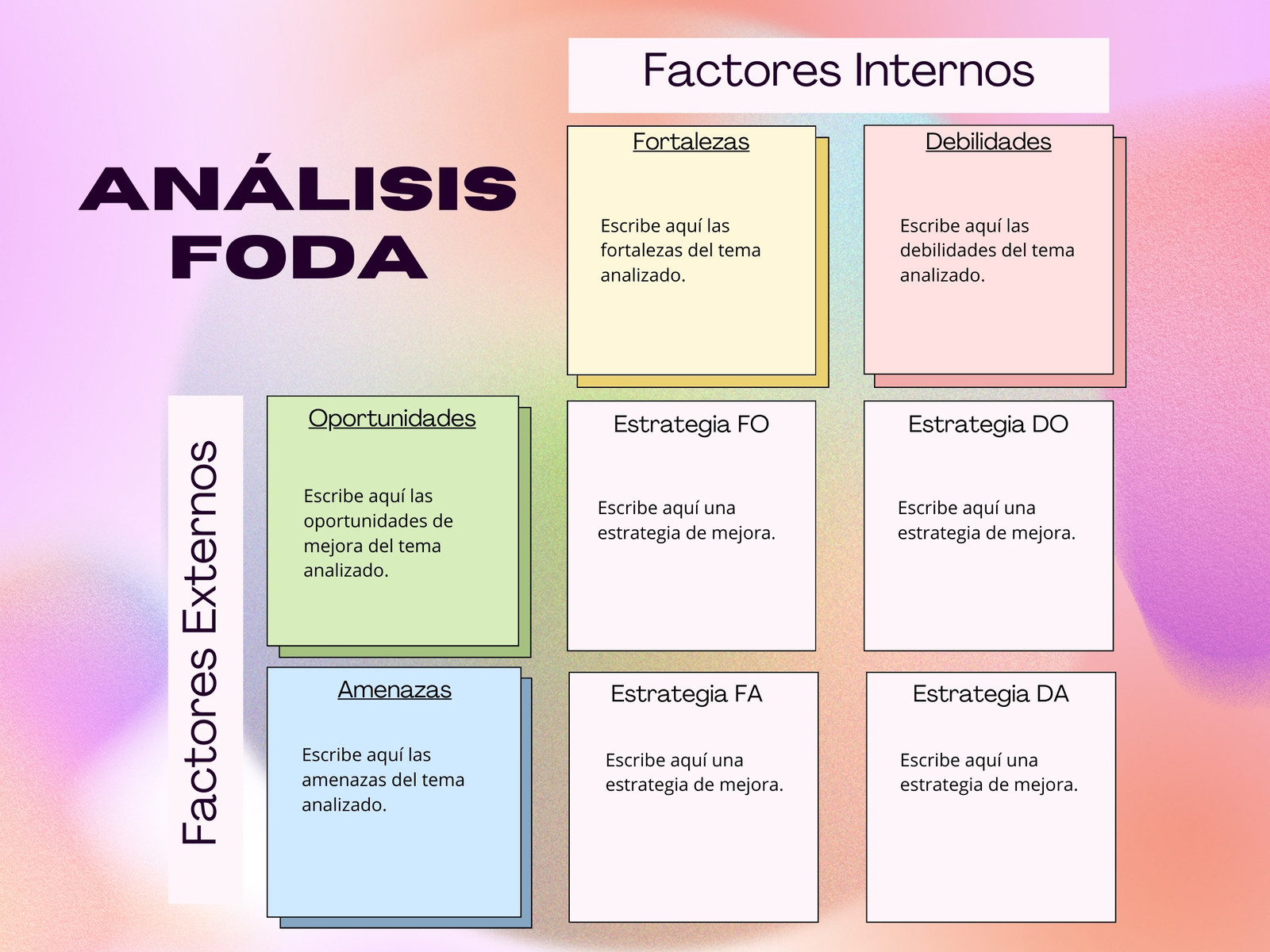 Análisis FODA - Gradiente y colorido - Matriz FODA