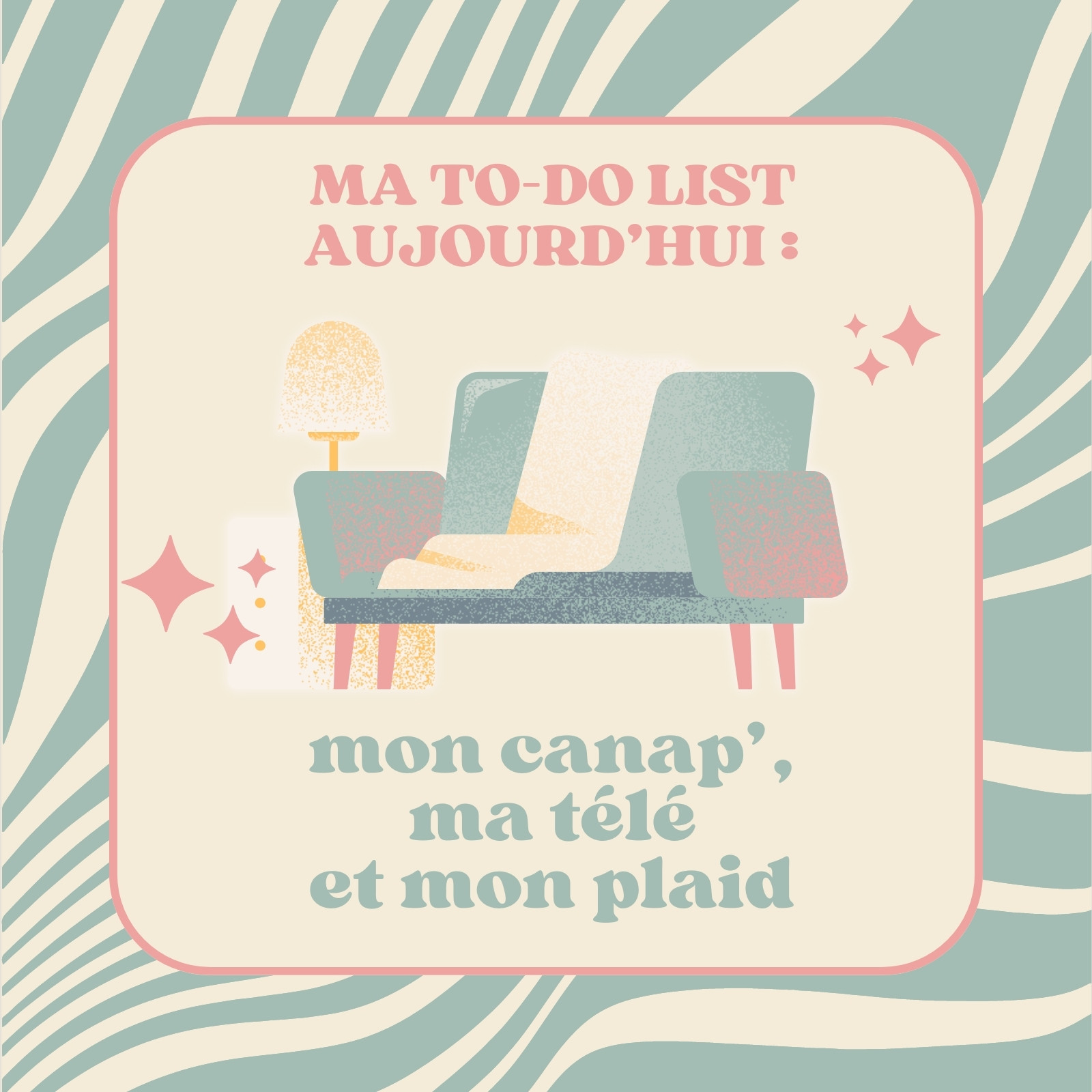 Publication Instagram avec citation en Vert écume Rose poudré Crème Style Illustration Hippie