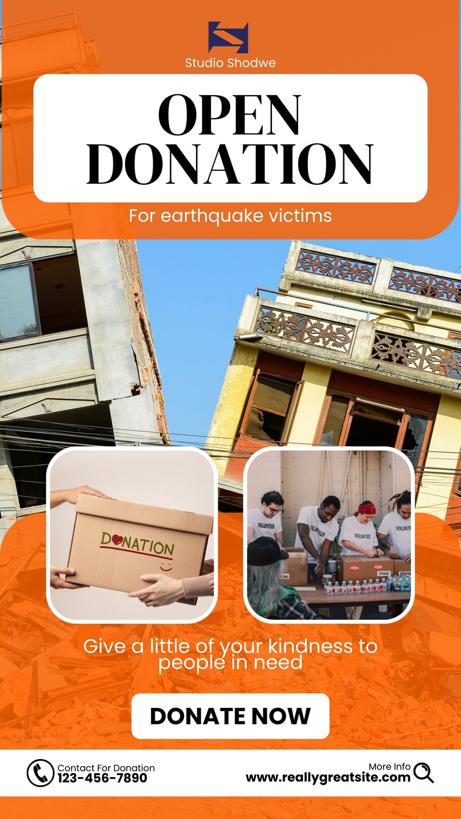 Orange And White Modern Open Donation Instagram Story