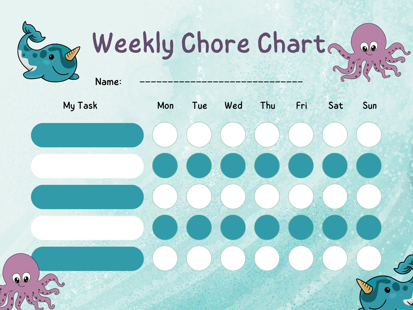 Tosca And White illustrated Sea World Chores Chart